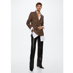 MANGO Houndstooth Wool-Blend Blazer size S